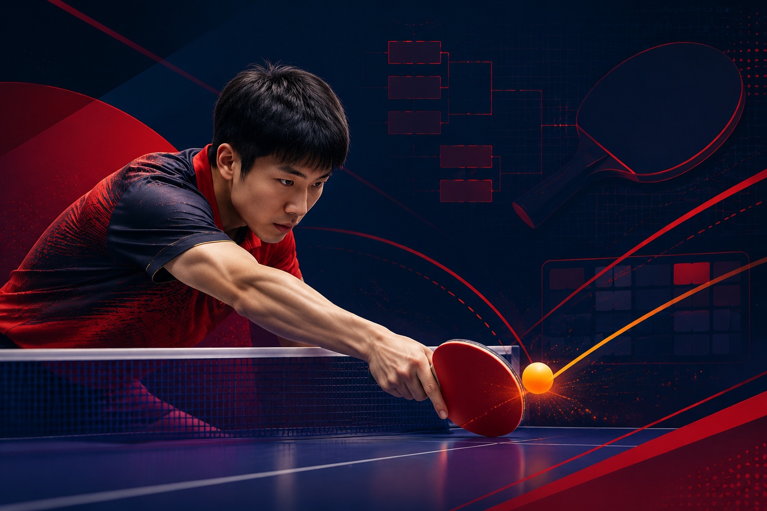 Người chơi thực hiện cú gò trái tay sát bàn với mặt vợt ngửa